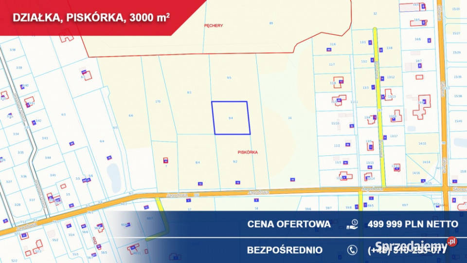 Działka budowlana 3000 m LESIE Piskórka gm mazowieckie