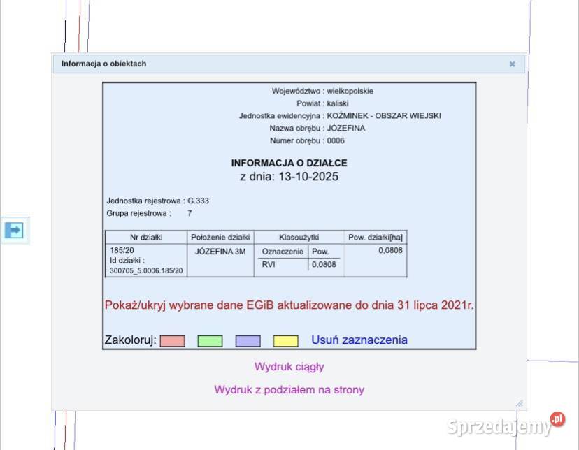 Uzbrojona działka Józefina Murowaniec