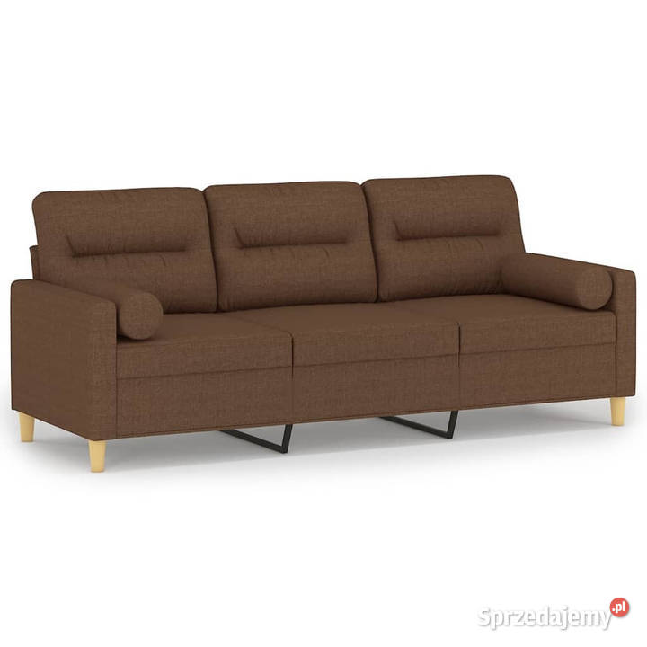 3osobowa sofa z poduszkami brązowa 180 tkanina Warszawa
