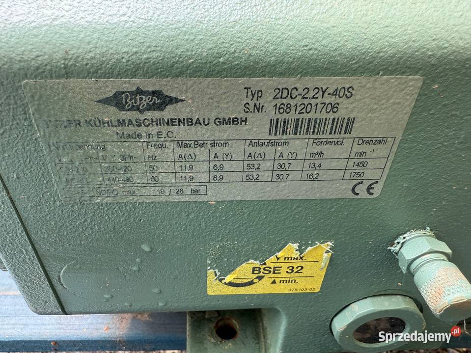 Sprężarka chłodnicza Bitzer 93kW 5C 40C Paczków sprzedam