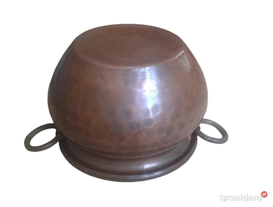 Miedziany garnuszek z uchwytami do powieszenia sprzedam