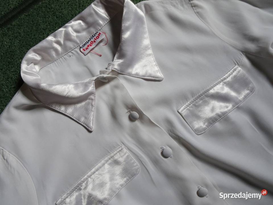 Koszula Biała Jedwab 46 48 długi Nowy Sącz