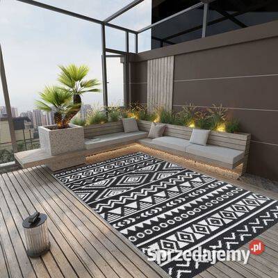vidaXL Dywan zewnętrzny czarny 140 x 200 Koce i narzuty Warszawa