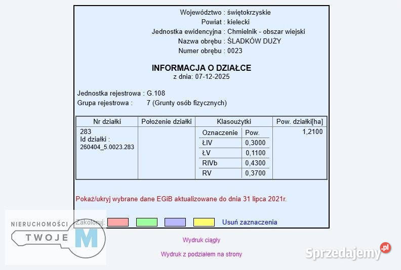 Działka Śladków Duży 43100m2 Sprzedaż sprzedam