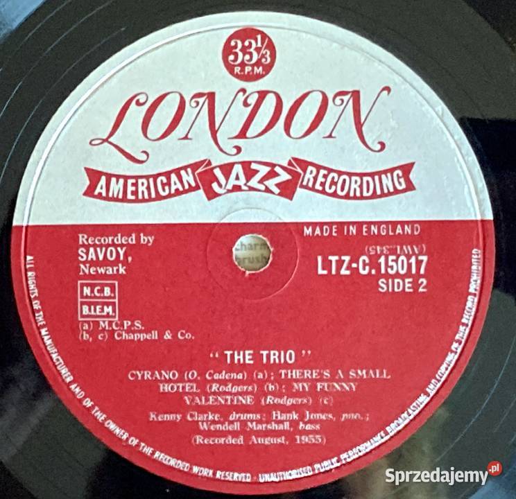 The Trio Hank Jones Wendell Marshall And Kenny 1 płyta