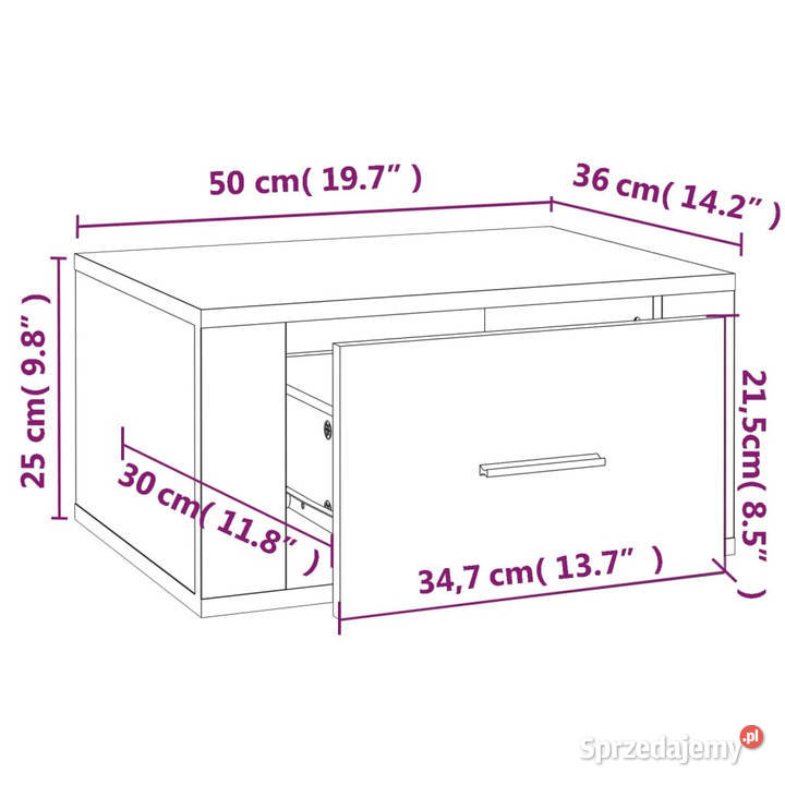 Szafka nocna wisząca 50x36x25 biała WM816840 Warszawa sprzedam