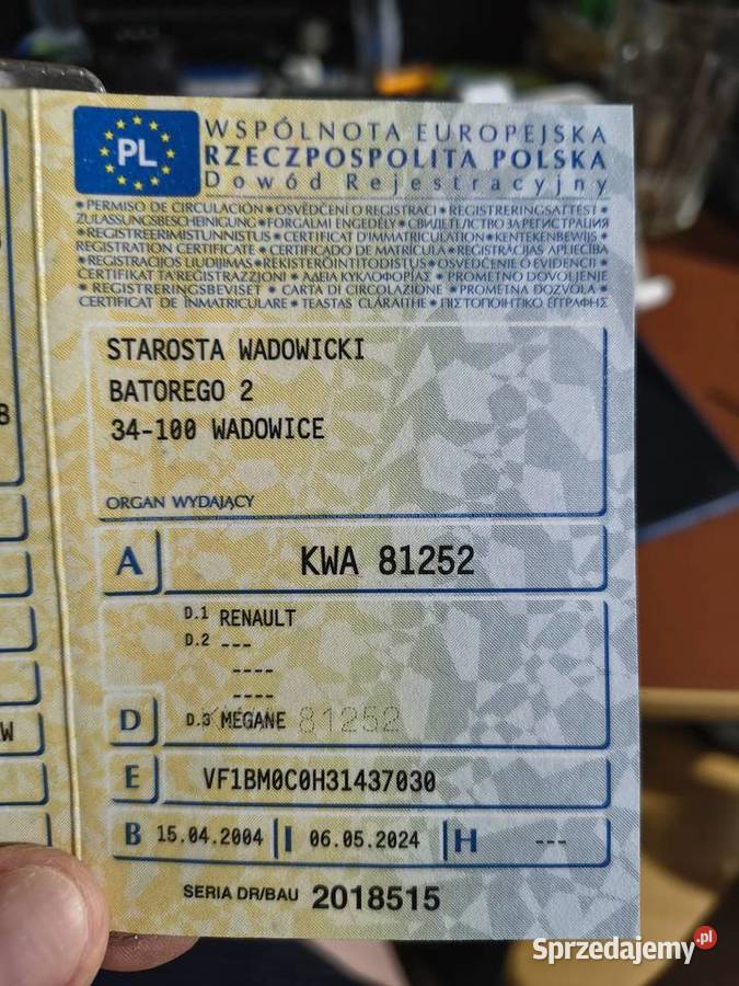 Sprzedam Renault Megane 2 16 16v Zarejestrowany w Polsce Wadowice