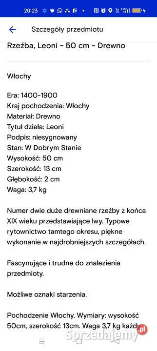 RZEŻBA PARA LWY 1900R śląskie Bielsko-Biała sprzedam