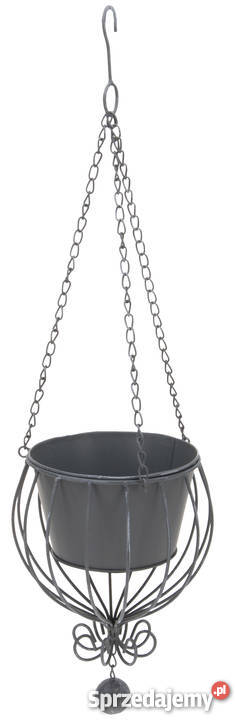 Kwietnik wiszący z donicą czarny metalowy 70