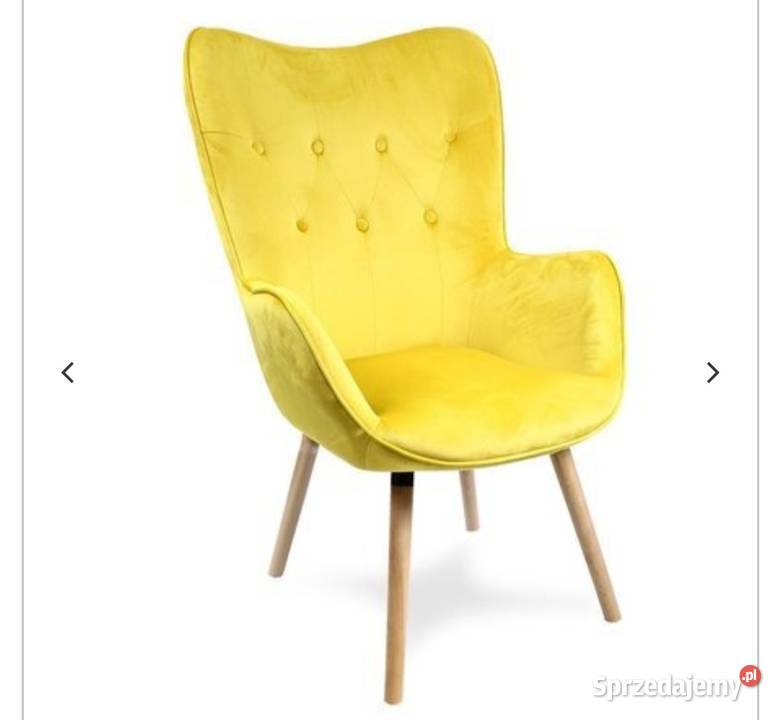 Fotel uszak żółty drewniane nogi - różne kolory