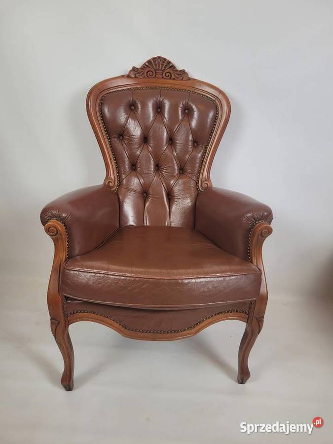 Fotel skórzany w stylu Ludwika
