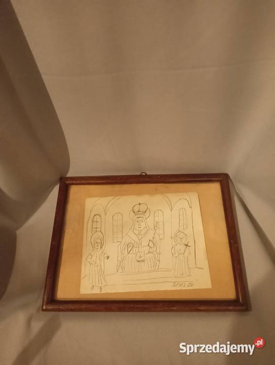 Zabytkowy obrazek Artysta malarz nikifor Lipinki