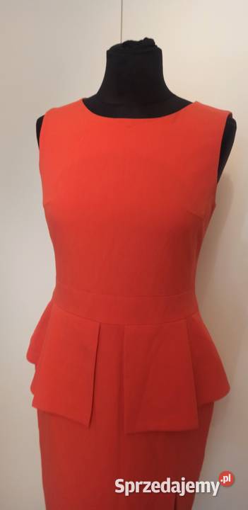 wizytowa sukienka z baskinką Bez wzoru Moda i Styl Częstochowa