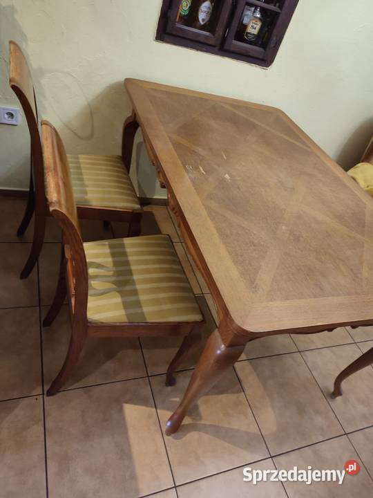 Stół rozkładany plus 6 krzeseł styl Ludwik