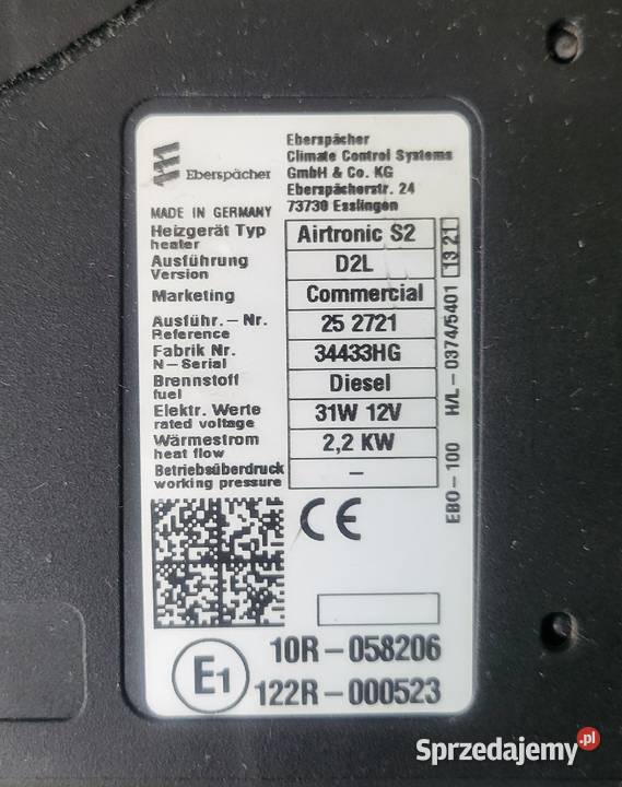 Eberspacher airtronic d2 22kw webasto Żółwin