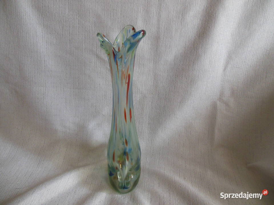 Wazon kolorowe szkło PRL świętokrzyskie Kielce
