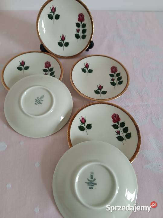 Małe talerzyki z różą porcelana Winterling Porcelana i szkło
