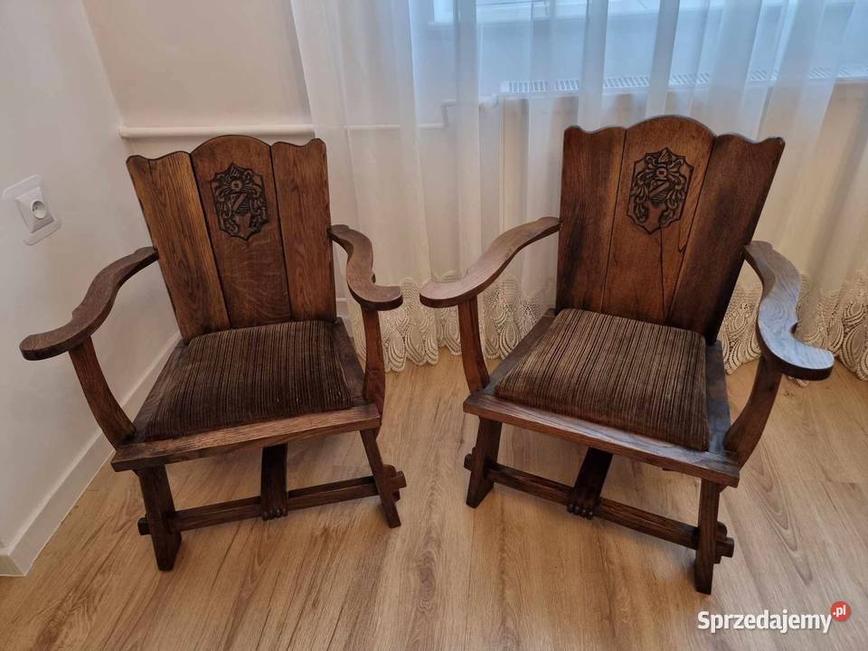 2 Wyjątkowe Krzesła Vintage Arts and Crafts Wabi Poznań sprzedam