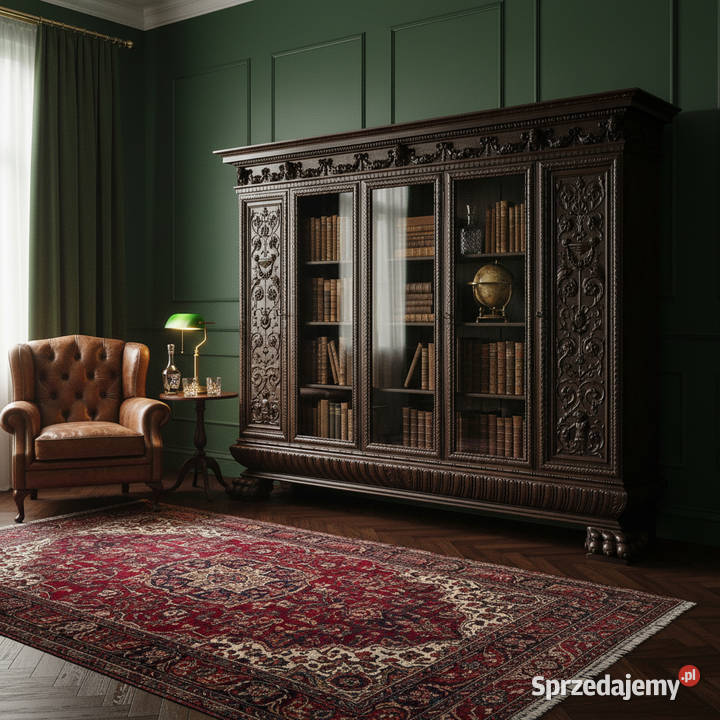 DREWNIANA BIBLIOTEKA DĘBOWA styl neorenesans Kalisz