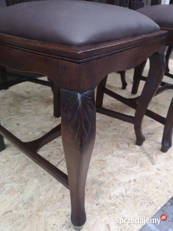 Krzesła Dębowe Wysokie Politura Stare Antyk