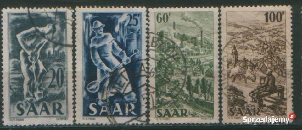 Zn D Saar Mi 283 4 7 8 kas 1949 Filatelistyka śląskie Gliwice