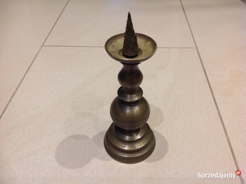 STARY Świecznik Mosiężny