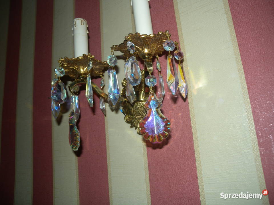 Kinkiet kryształowy Maria Theresa mosiężny Wyposażenie wnętrz Katowice