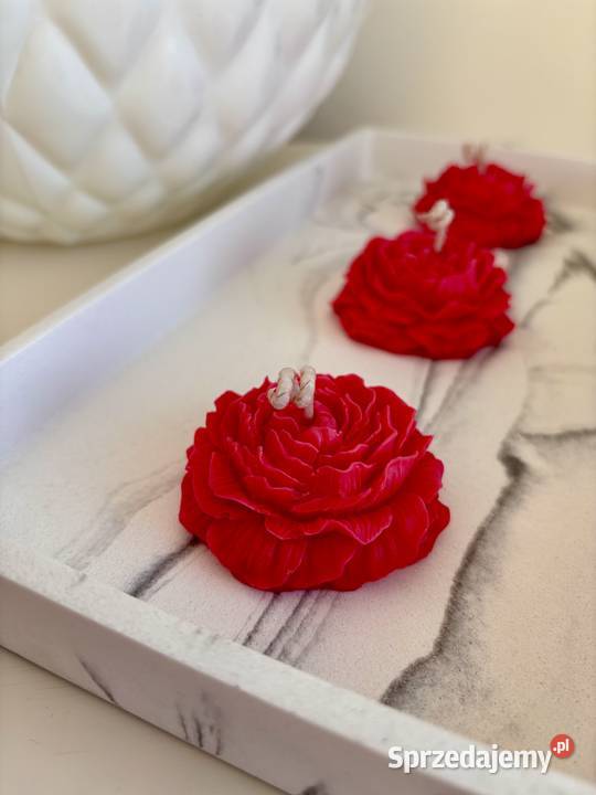 Świeca Sojowa PIWONIA Handmade Prezent 3 Kolory Dom i Ogród Radzymin