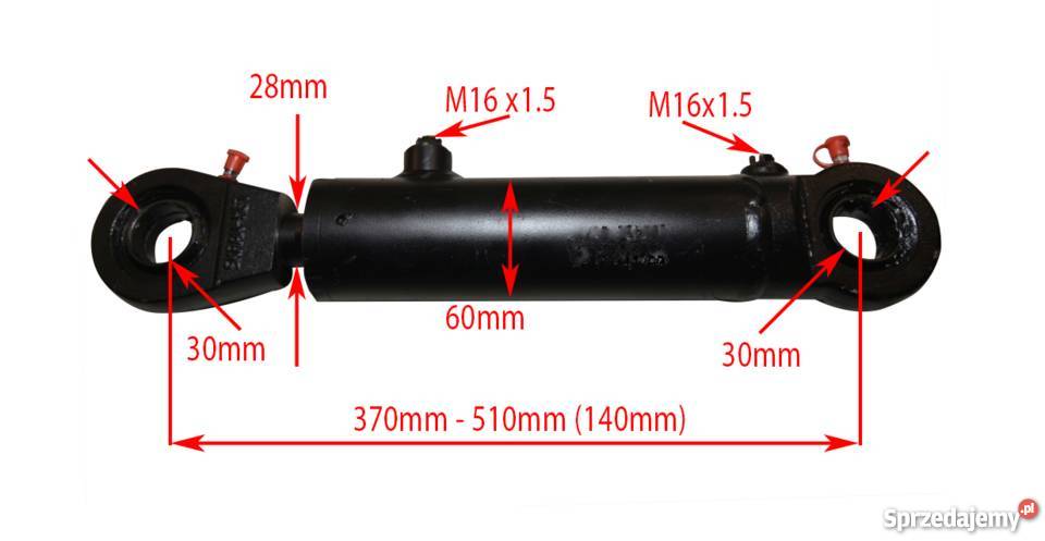 SIŁOWNIK CYLINDER SKOK 140 PŁUG CHWYTAK KROKODYL Solec Kujawski