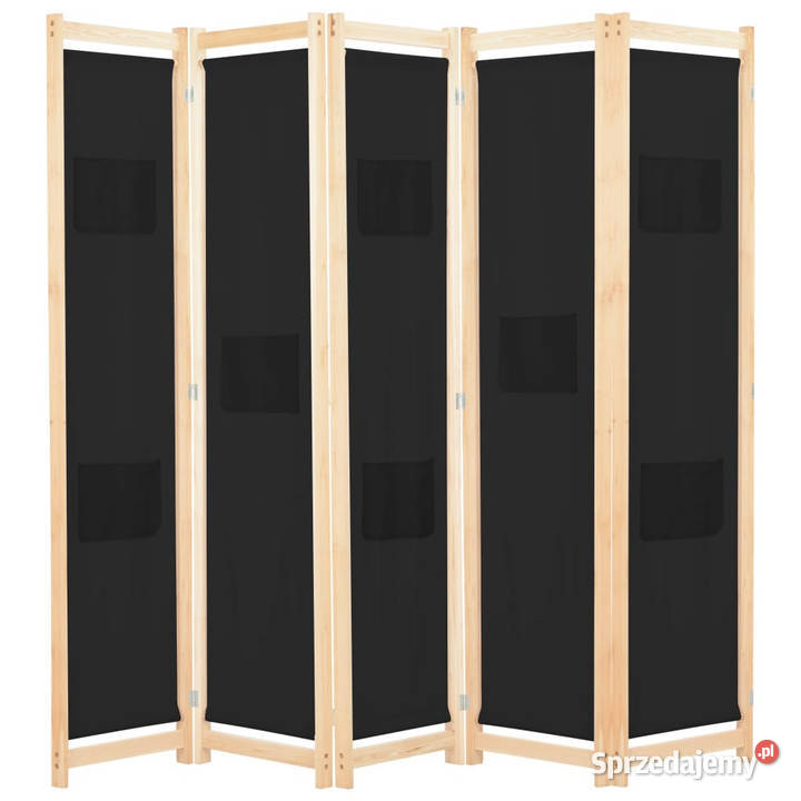 Parawan 5panelowy czarny 200 x 170 x 4 tkanina Warszawa