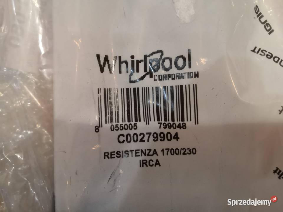 Grzałka pralki Whirlpool Indesit 1700W nowa Części i Akcesoria Lubartów