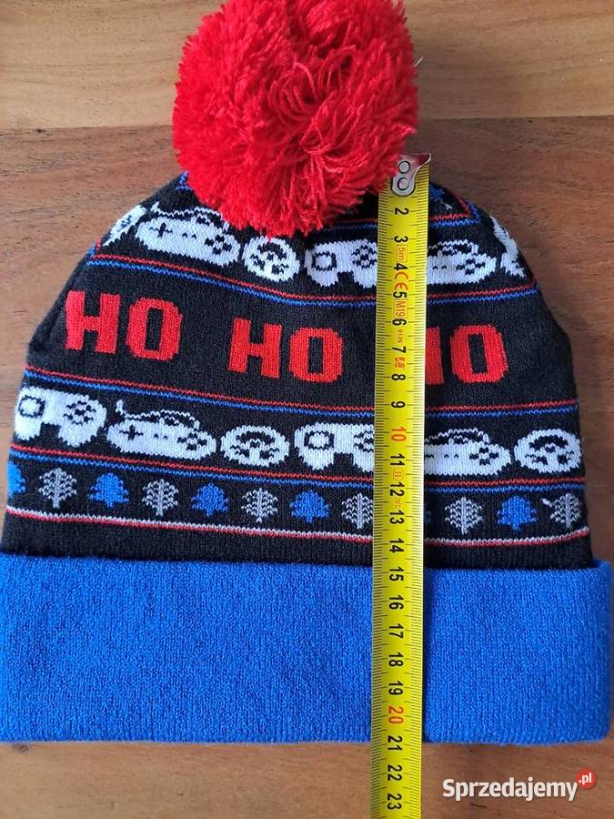 Czapka led HoHoHo niebieska z czerwonym pomponem sprzedam