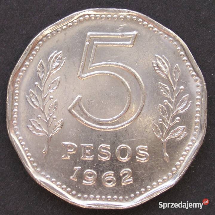 ARGENTYNA 5 PESOS 1962 ŻAGLOWIEC STAN 2 Łódź