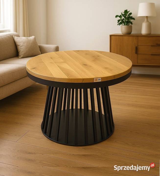 Stół LAMELLO Dębowy Okrągły LOFT 100 Lite Drewno dolnośląskie