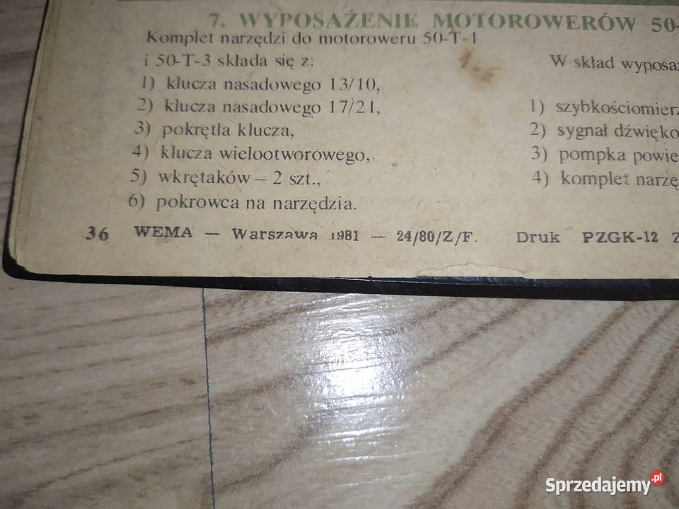 Instrukcja obsługi Romet 50T1 T3 Komar 019 Pruszków sprzedam