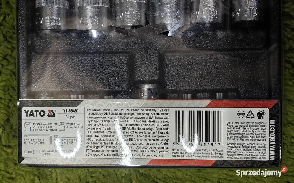 Wkład do szuflady Yato YT55451 31 nasadki Hex łódzkie Inczew sprzedam