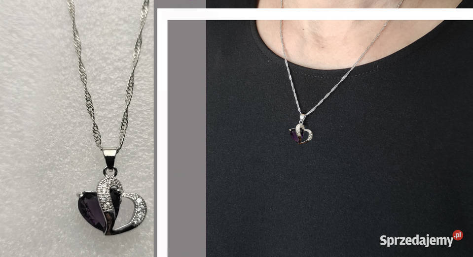 Łańcuszek Przywieszka Serce Czarne pr925