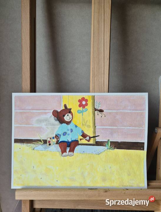 Miś Uszatek akwarela artysty piękna na prezent Brzesko