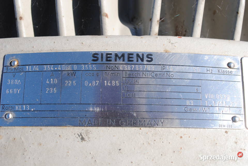 Silnik elektryczny 225kw 1460obrmin Siemens