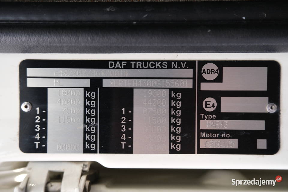 DAF XF460FT 2017 1290200 ccm 462 10000kg