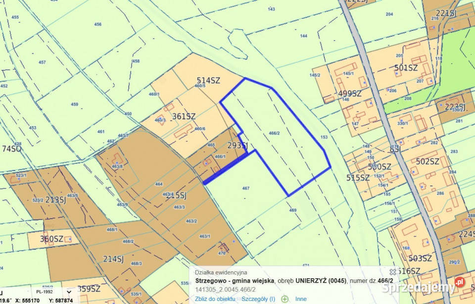 Wyjątkowa działka rzeką Wkrą 168 ha 200 m linii 16800m2 Nieruchomości Unierzyż