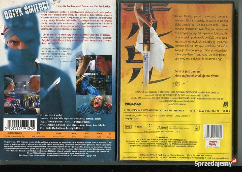 Dotyk śmierci Kill Bill 2 filmy DVD Szczecin