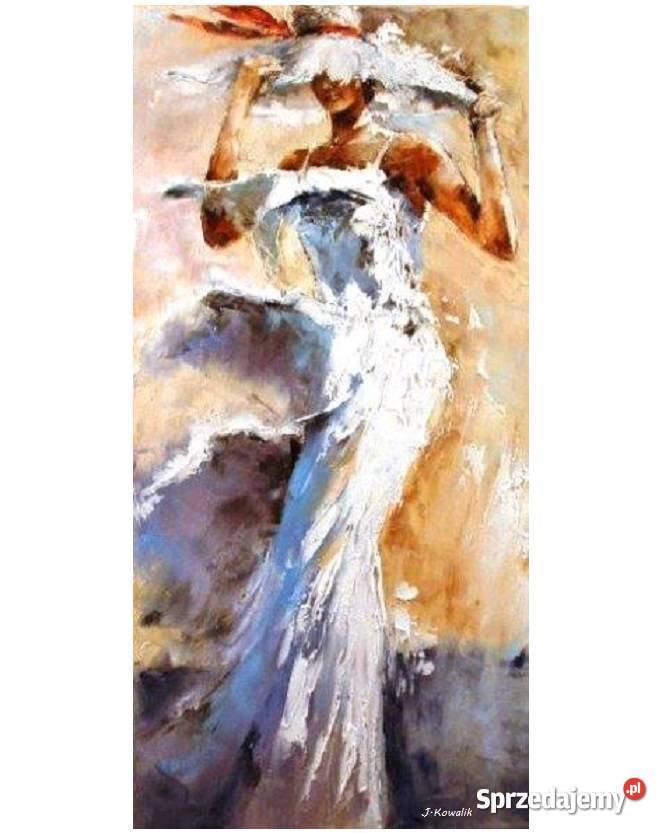 Kowalik Kapelusz 30x50 obraz olejny dziewczyna Malarstwo Warszawa