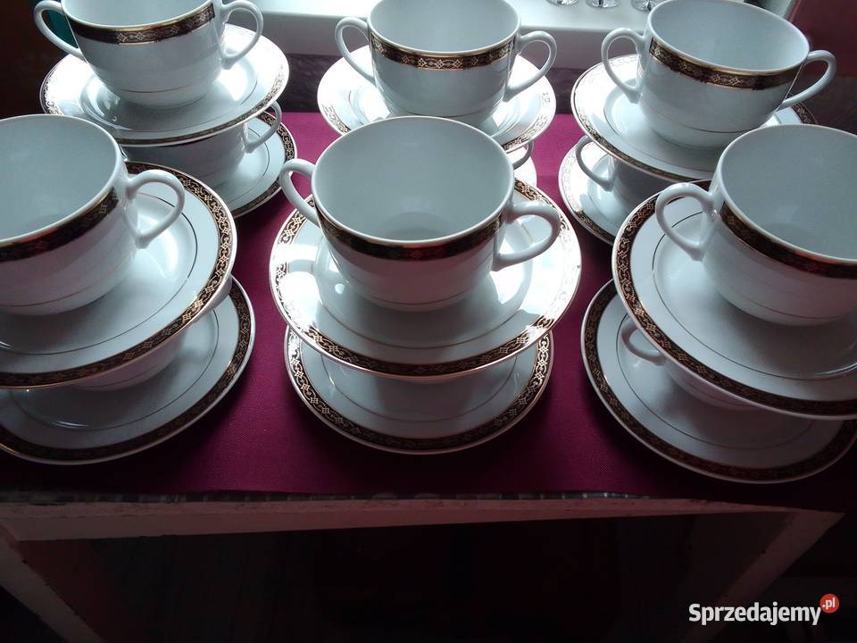 Bulionówkibarszczówki z talerzykami Porcelana 12 Łódź