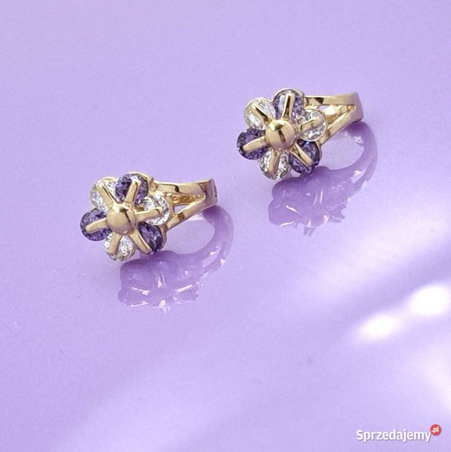 Kolczyki kwiatki Złote pr333 zapięcie angielskie Poznań