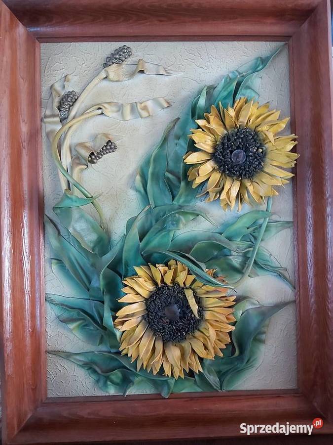 Obraz Sloneczniki wykonany ze skóry Opole