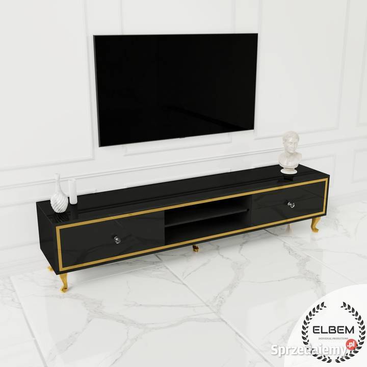 Szklana czarna szafka RTV Glamour Warszawa