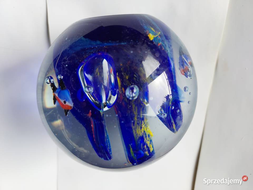 kula szklana PRL z rybami