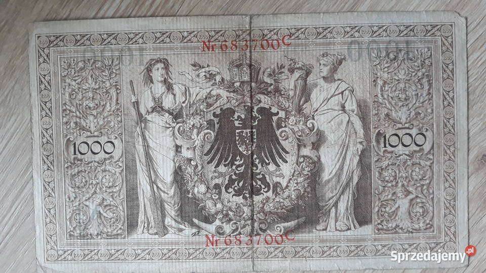 1000 Marek Niemcy 1910 Czerwony stempel Konin