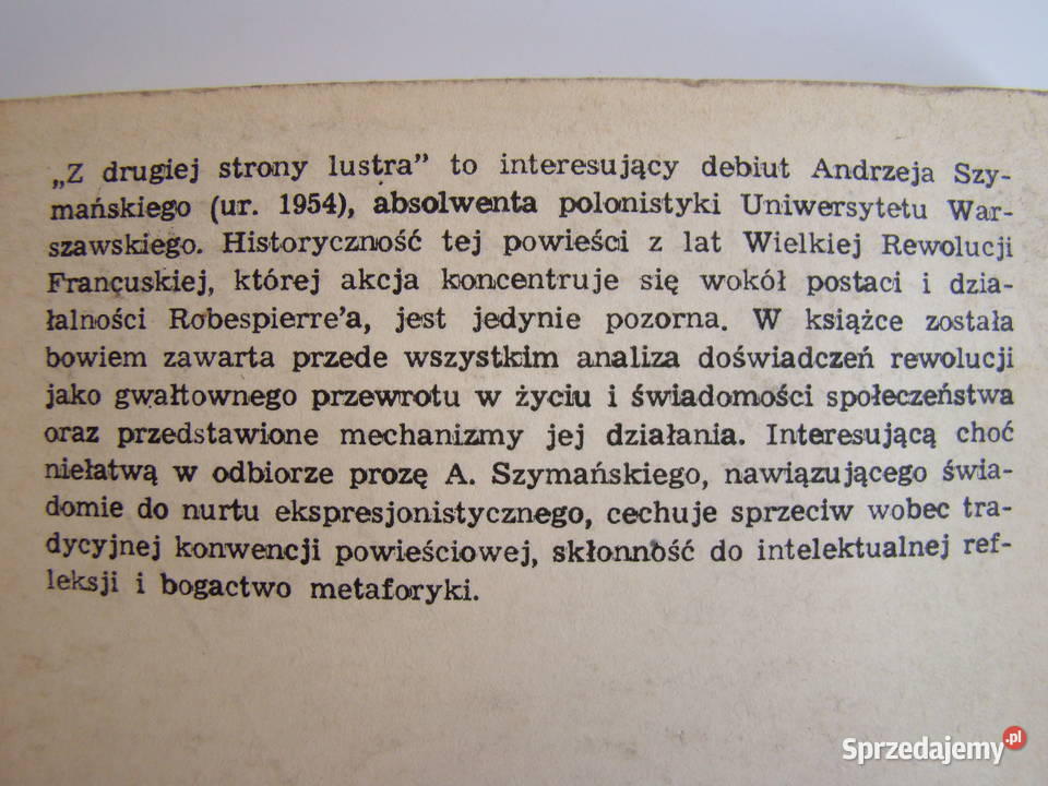 Z drugiej strony lustra Andrzej Szymański Proza i poezja Limanowa
